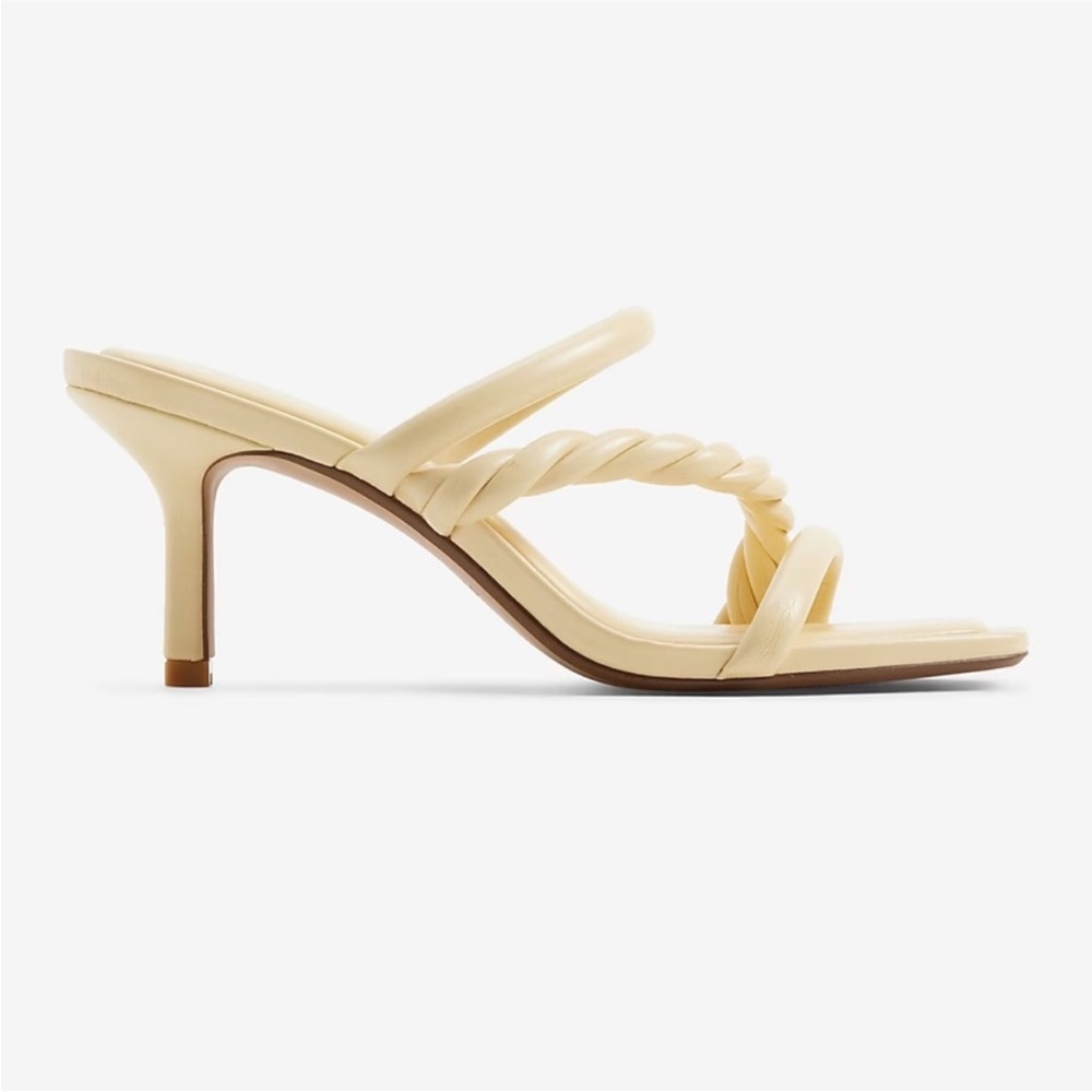 NWOT Express Twist Double Strap Mule Sandals - Pale Yellow - US size 6